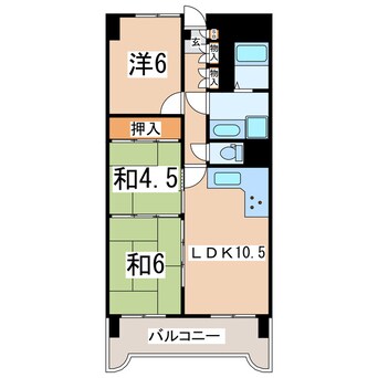 間取図 東北新幹線（東北地方）/郡山駅 徒歩34分 4階 築34年