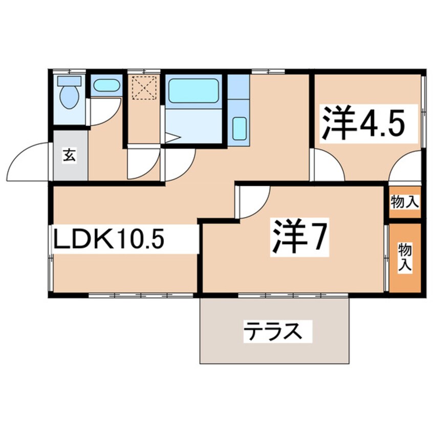 間取図 東北本線/郡山駅 徒歩30分 1階 築49年