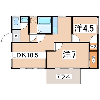 間取図 東北本線/郡山駅 徒歩30分 1階 築49年