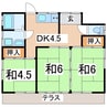 東北本線/郡山駅 徒歩20分 1階 築41年 3Kの間取り