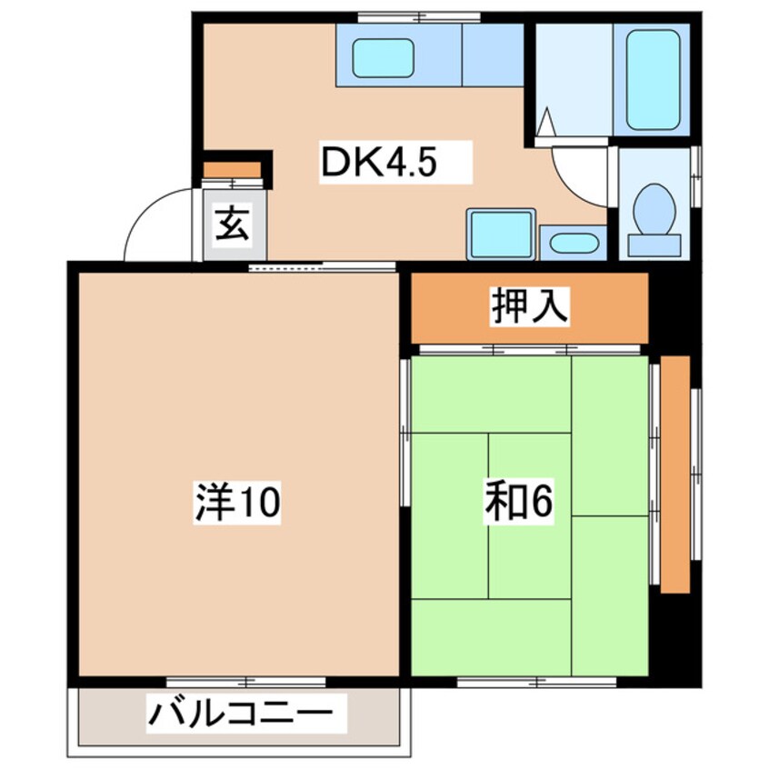 間取図 磐越西線<森と水とロマンの鉄道>/郡山富田駅 徒歩28分 2階 築38年