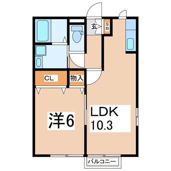 間取図 東北本線/郡山駅 徒歩27分 2階 築19年