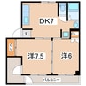 東北本線/郡山駅 徒歩18分 1階 築26年 2DKの間取り