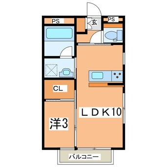 間取図 東北本線/郡山駅 徒歩23分 1階 築18年