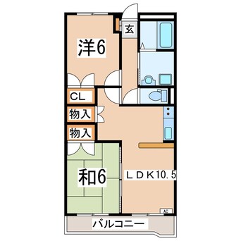 間取図 東北本線/郡山駅 バス15分桜小学校下車:停歩3分 3階 築28年