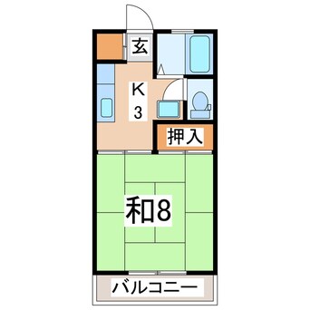 間取図 東北本線/郡山駅 バス19分静団地入口下車:停歩5分 2階 築40年
