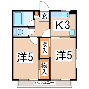 間取図 磐越西線<森と水とロマンの鉄道>/郡山富田駅 徒歩9分 2階 築31年