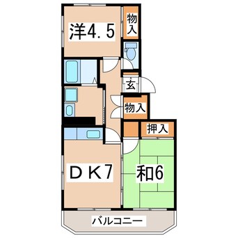 間取図 磐越西線<森と水とロマンの鉄道>/郡山富田駅 徒歩25分 5階 築46年