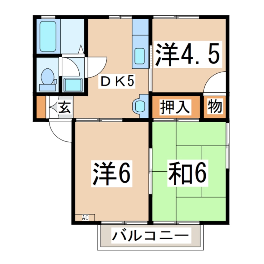 間取図 磐越西線<森と水とロマンの鉄道>/郡山富田駅 徒歩36分 1階 築32年