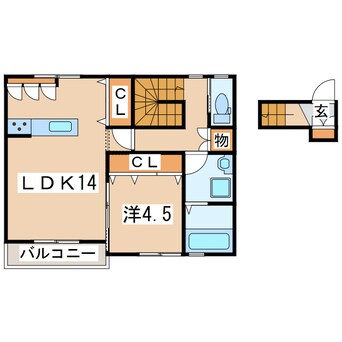 間取図 磐越西線<森と水とロマンの鉄道>/郡山富田駅 徒歩15分 2階 築7年