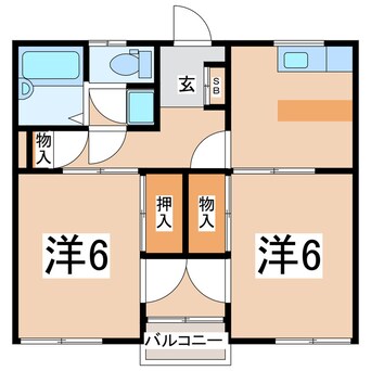 間取図 東北本線/安積永盛駅 徒歩27分 1階 築33年