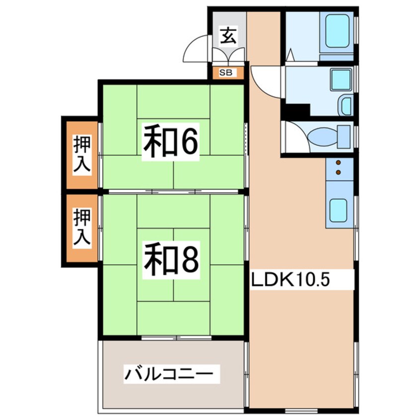 間取図 東北本線/郡山駅 徒歩32分 3-3階 築43年