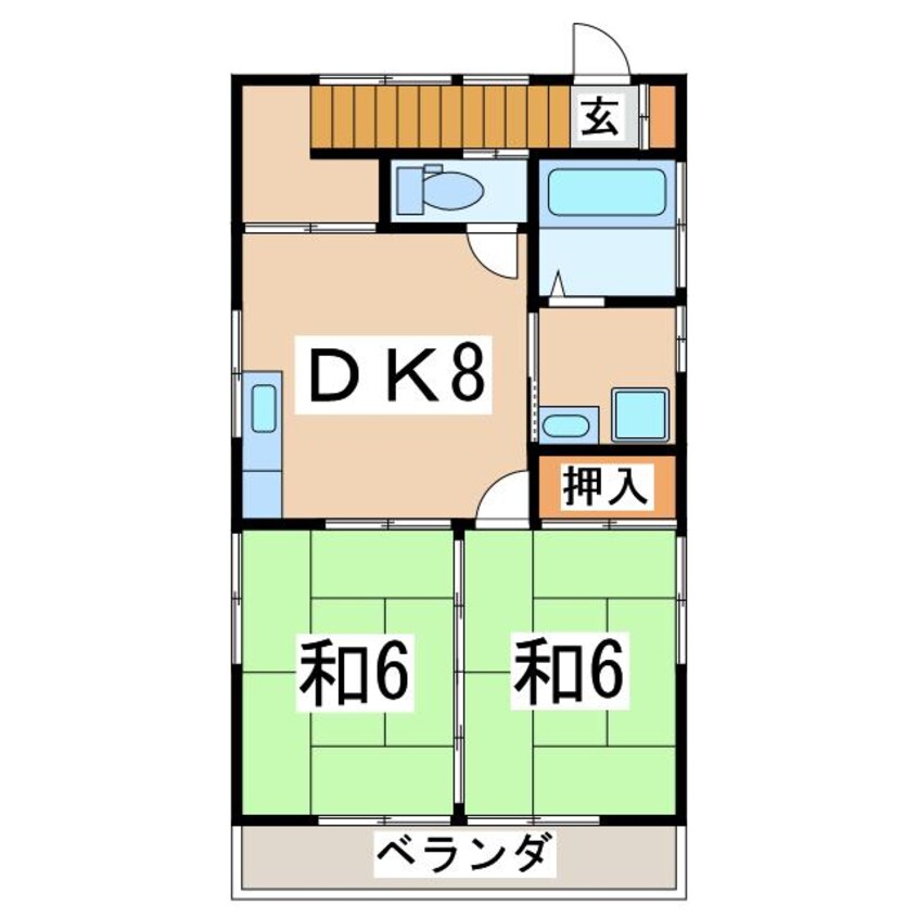 間取図 東北本線/郡山駅 バス17分北井入口下車:停歩2分 2階 築32年