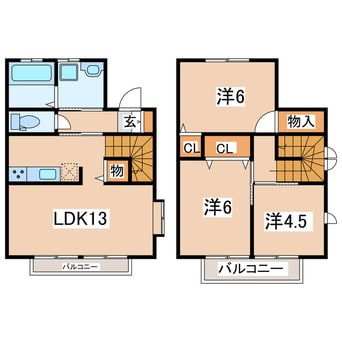 間取図 東北新幹線（東北地方）/郡山駅 バス25分小山田団地前下車:停歩3分 1-2階 築11年