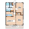 東北本線/郡山駅 バス:21分:停歩5分 2階 築24年 2LDKの間取り