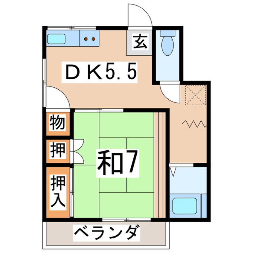 間取図 磐越西線<森と水とロマンの鉄道>/郡山富田駅 徒歩21分 2-2階 築46年