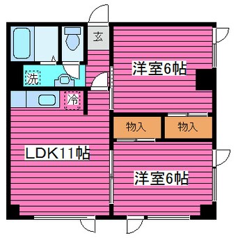 間取図 札幌市営地下鉄東豊線/栄町駅 徒歩10分 2階 築34年