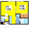 モンレーヴIII 1DKの間取り