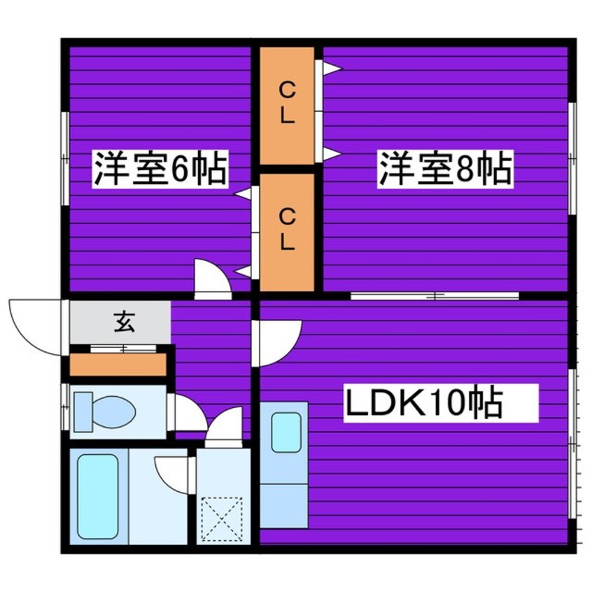 間取図 札沼線<学園都市線>/太平駅 徒歩8分 2階 築44年