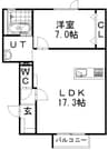 チェルト 1LDKの間取り