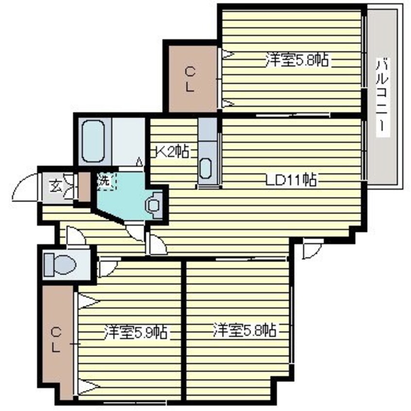 間取図 札幌市営地下鉄東豊線/栄町駅 徒歩1分 4階 築27年