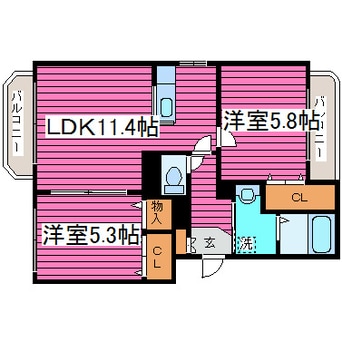 間取図 札沼線<学園都市線>/篠路駅 徒歩17分 3階 築15年