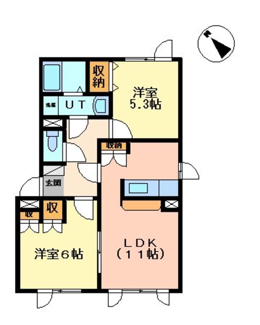 間取図 札幌市営地下鉄東豊線/栄町駅 バス19分東6　札苗線　東苗穂10条3丁目下車:停歩4分 2階 築13年