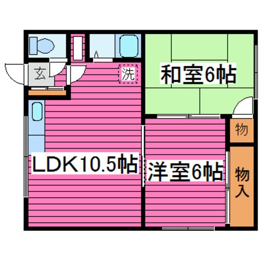 間取図 札沼線<学園都市線>/太平駅 徒歩4分 2階 築44年