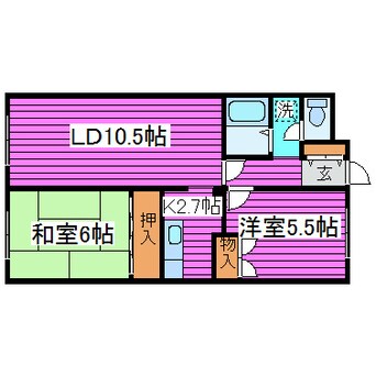 間取図 札沼線<学園都市線>/太平駅 徒歩14分 3階 築36年