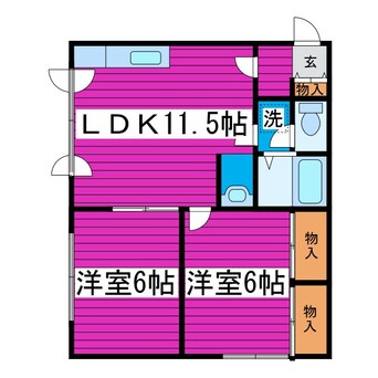 間取図 札沼線<学園都市線>/百合が原駅 徒歩15分 3階 築30年