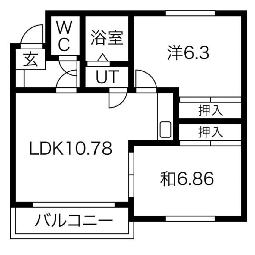 間取図 札幌市営地下鉄東豊線/栄町駅 バス8分栄21　栄町篠路線　航空管制センター入口下車:停歩4分 2階 築35年