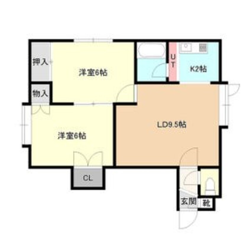 間取図 札沼線<学園都市線>/篠路駅 徒歩9分 2階 築32年