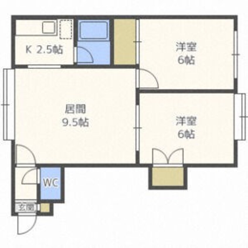 間取図 札沼線<学園都市線>/篠路駅 徒歩7分 3階 築33年