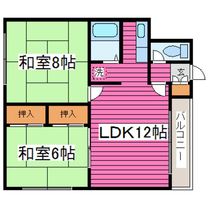 間取図 札沼線<学園都市線>/太平駅 徒歩10分 2階 築36年