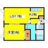 百合が原レモンハイツ 1LDKの間取り