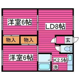 間取図 札沼線<学園都市線>/篠路駅 徒歩13分 1階 築44年