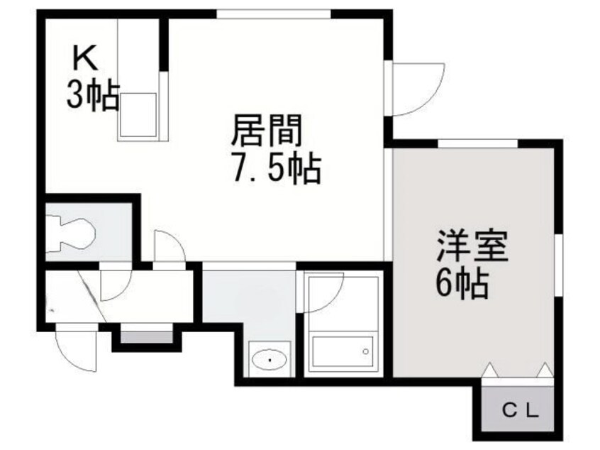 間取図 札沼線<学園都市線>/篠路駅 徒歩10分 2階 築19年