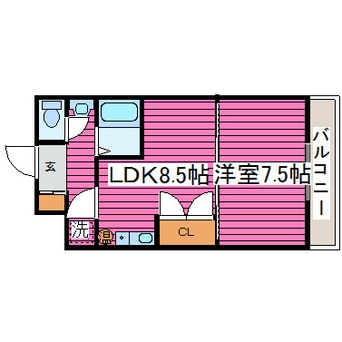 間取図 札沼線<学園都市線>/当別駅 徒歩7分 2階 築26年