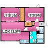 2階 築19年 2LDKの間取り