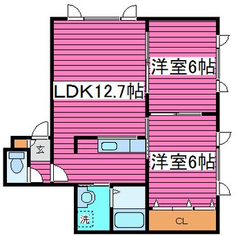 間取図 札沼線<学園都市線>/太平駅 徒歩10分 1階 築22年