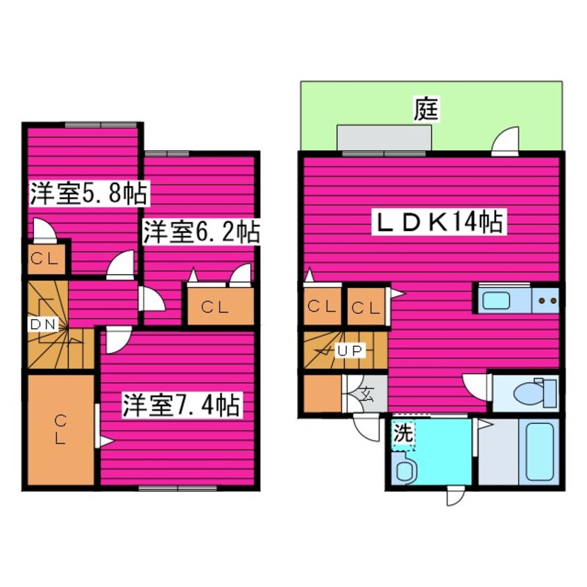 間取図 90　札江線/雁来3号通 1-2階 築17年