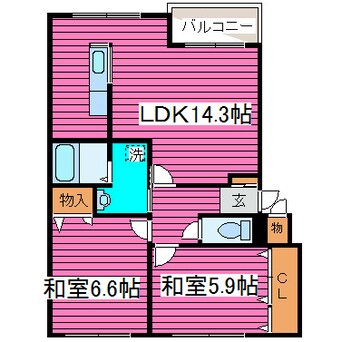 間取図 札沼線<学園都市線>/篠路駅 徒歩3分 3階 築24年