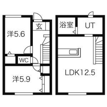 間取図 石狩新港団地線/樽川7線2号 1-2階 築15年