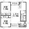 札沼線<学園都市線>/百合が原駅 徒歩26分 2階 築16年 2LDKの間取り