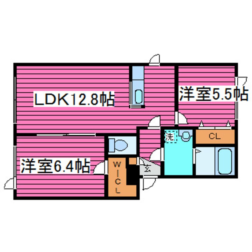 間取図 16　花畔団地線/花川北1条5丁目 2階 築19年