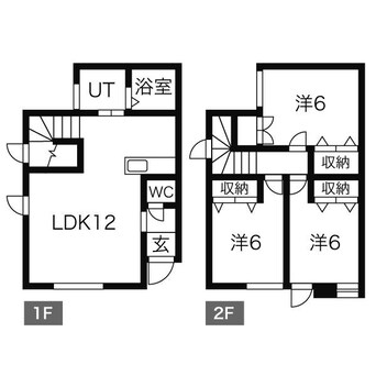 間取図 札沼線<学園都市線>/太平駅 徒歩22分 1-2階 築18年