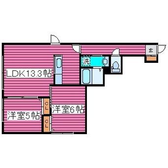 間取図 札沼線<学園都市線>/太平駅 徒歩5分 2階 築7年