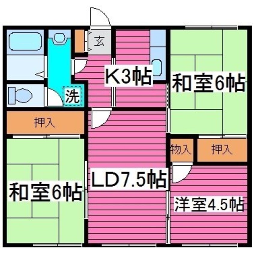 間取図 札沼線<学園都市線>/太平駅 徒歩2分 1階 築38年