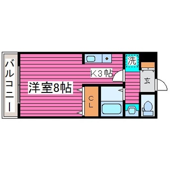 間取図 札沼線<学園都市線>/当別駅 徒歩9分 3階 築28年