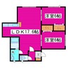 札沼線<学園都市線>/篠路駅 徒歩5分 3階 築20年 2LDKの間取り